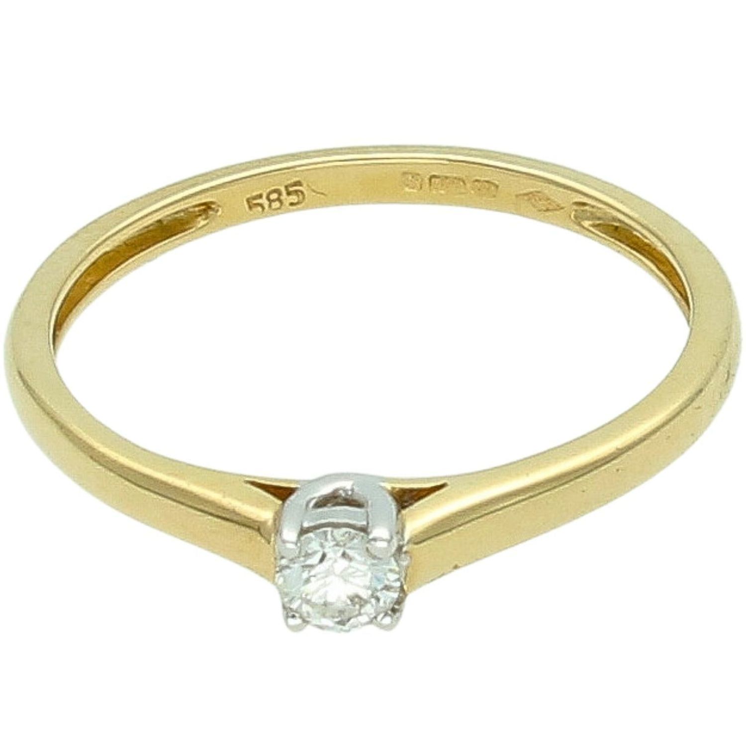 Złoty pierścionek zaręczynowy 585 z brylantem 0,13 ct – Rozmiar 15 prs.jpg